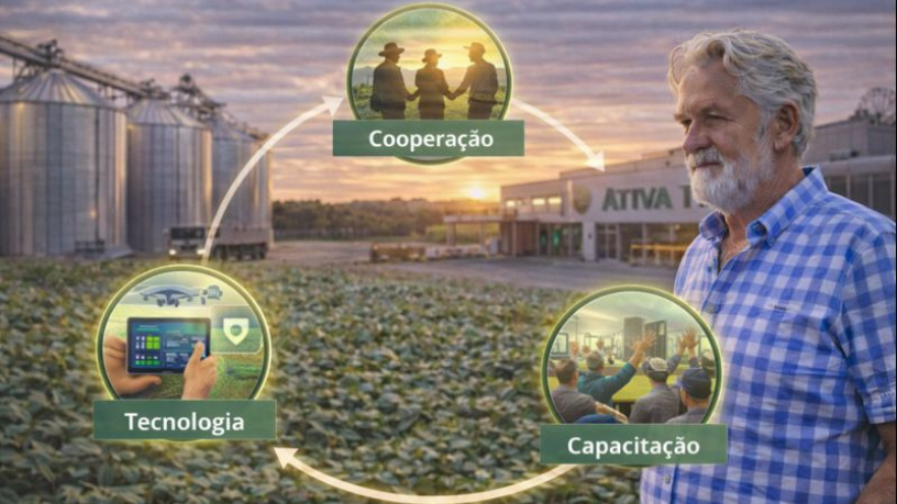 Aldo Vendramin destaca a inovação no modelo cooperativista e o empreendedor rural.